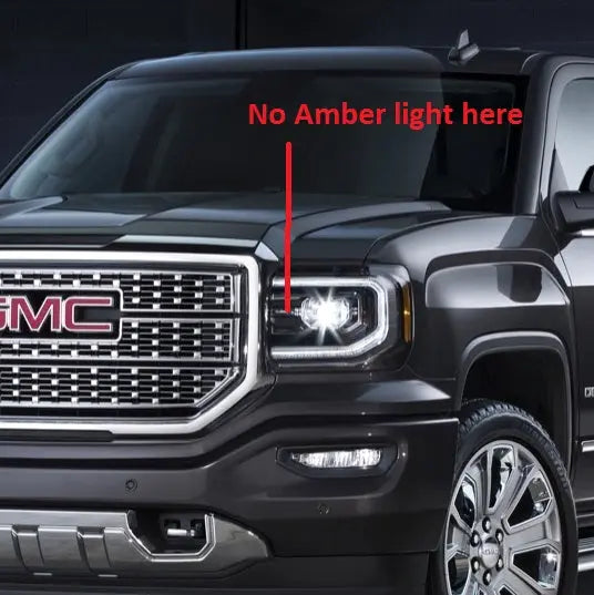 Gen5DIY 16-18 Sierra turn signal DRL override harness, P&P harness for GMC Sierra and Denali models, shown connected to vehicle wiring.