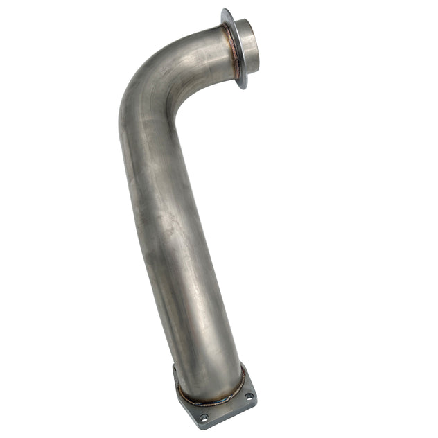 Speedzone Performance LLC SPDZ1 6.6L Chevy L5P Duramax Diesel downpipe exhaust, 3.5-inch diameter, metallic finish.