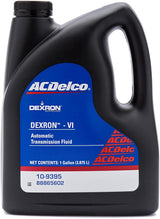 ACDelco GM Original Equipment Dexron VI automatic transmission fluid in a 1-gallon container, used for vehicle transmission maintenance.