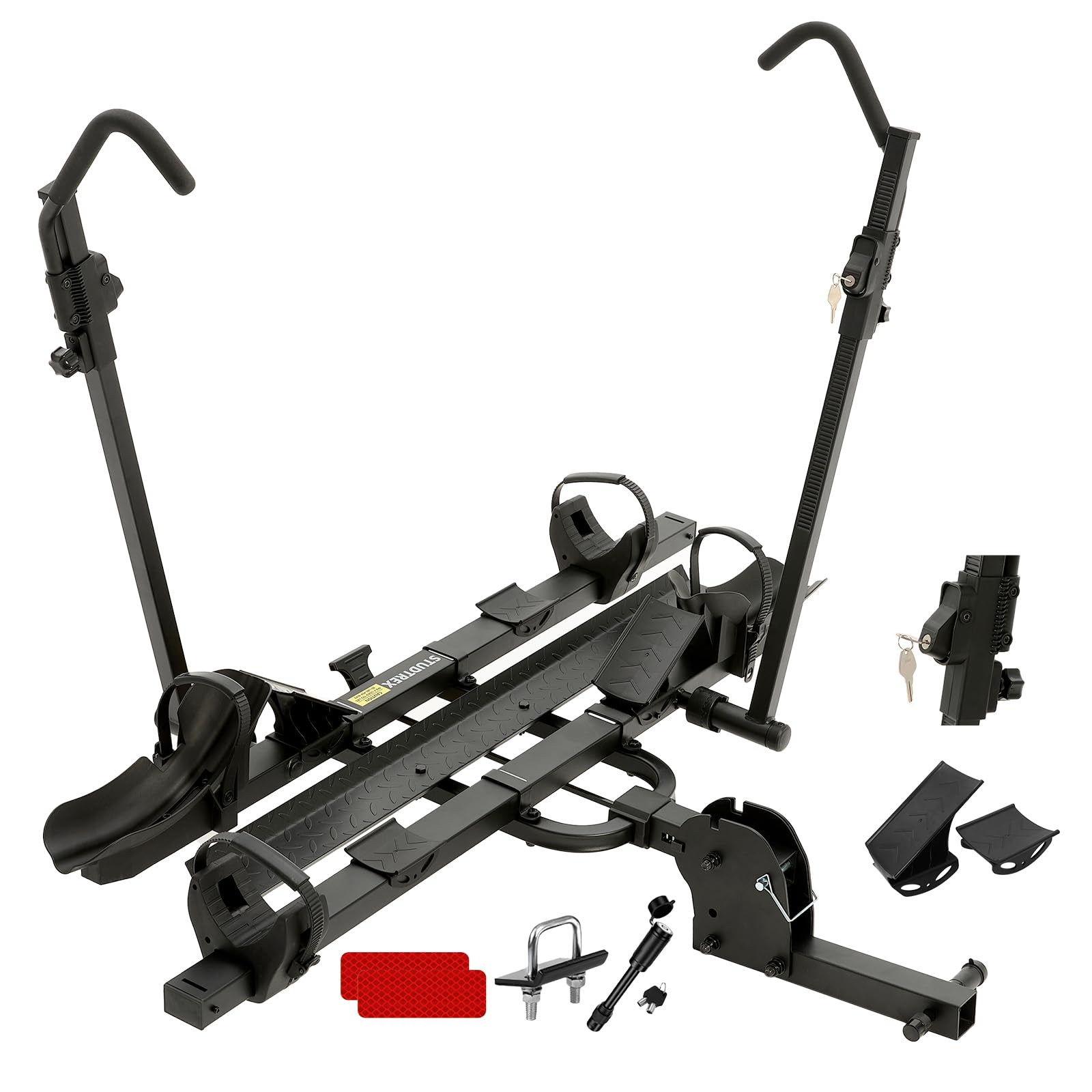 TrailV2 Plus Hitch 2 Ebike Rack with Ramp, Tilt, Fold, Anti-Theft Hitch & Wheel Locks, Heavy Duty 170 lbs Capacity, Fits 2" Receiver, Max 5" Fat Tires, Electric Bike Rack for Car, SUV, Truck, RV