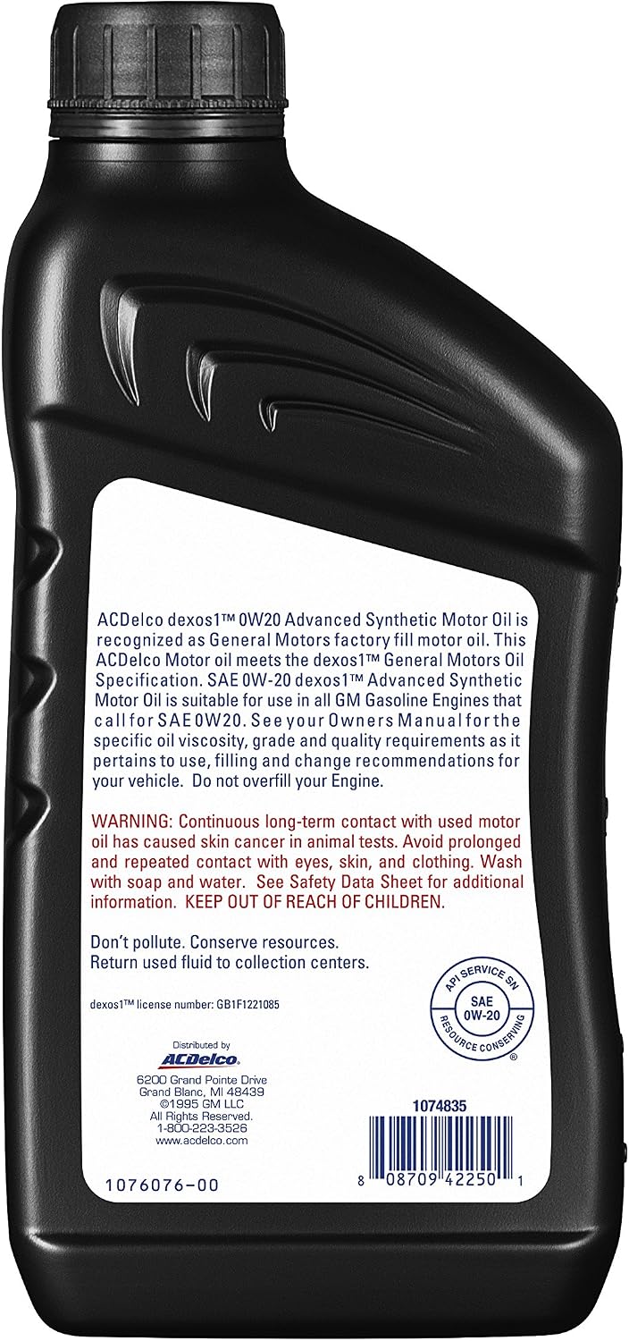 ACDelco Professional 10-9232 (88865553) dexos1™ 0W-20 Synthetic Motor Oil - 1 qt