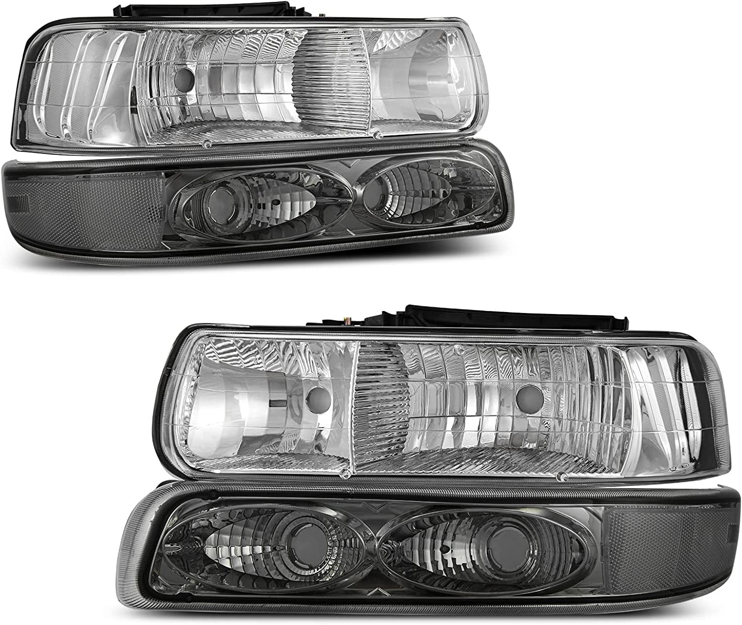 NTXGlow autosaver88 headlights assembly for 1999-2006 Chevrolet Silverado, Tahoe, Suburban with clear lens and modern design