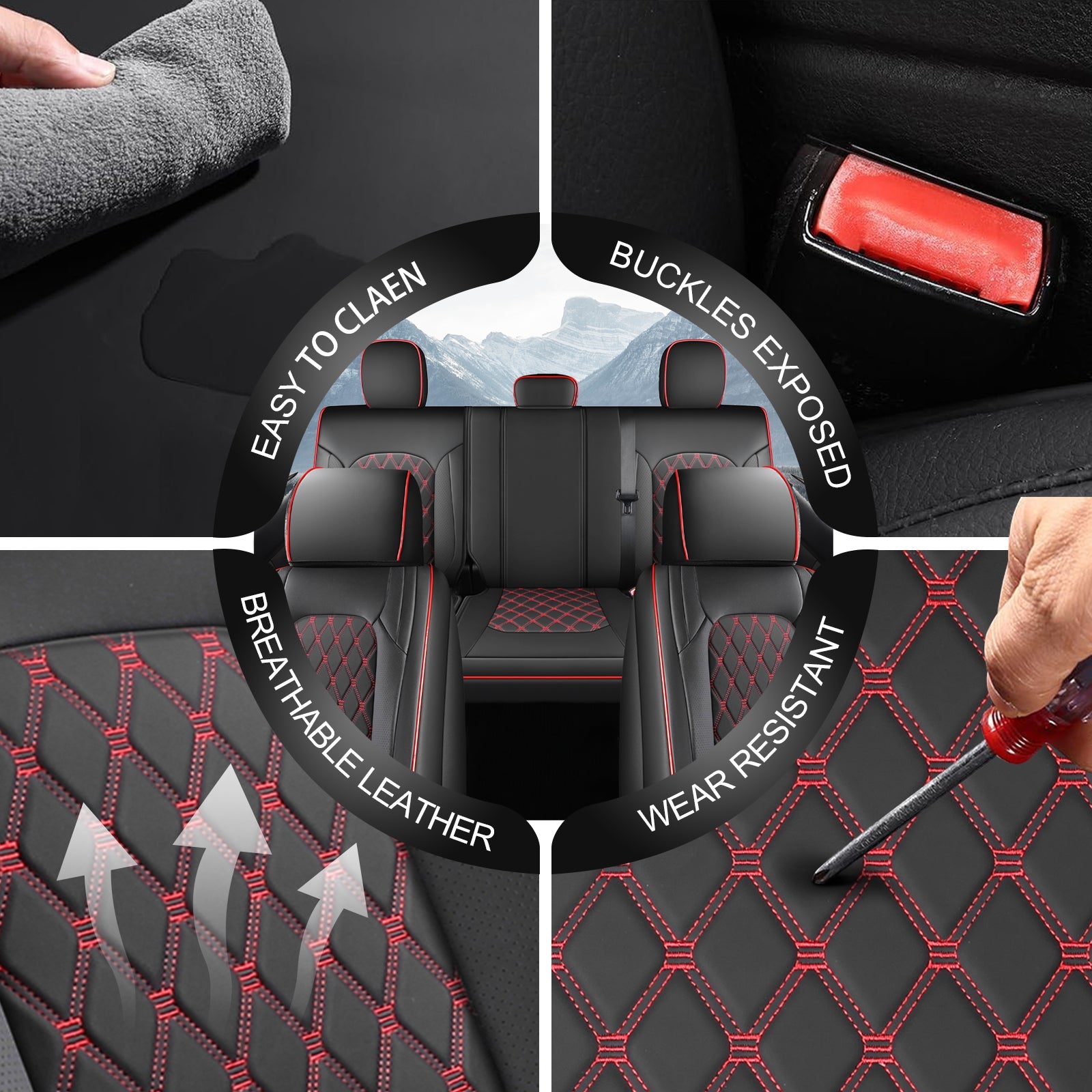 Red Umbrauto truck seat cover fitted for GMC Sierra and Canyon, designed for Silverado and Sierra truck seats.