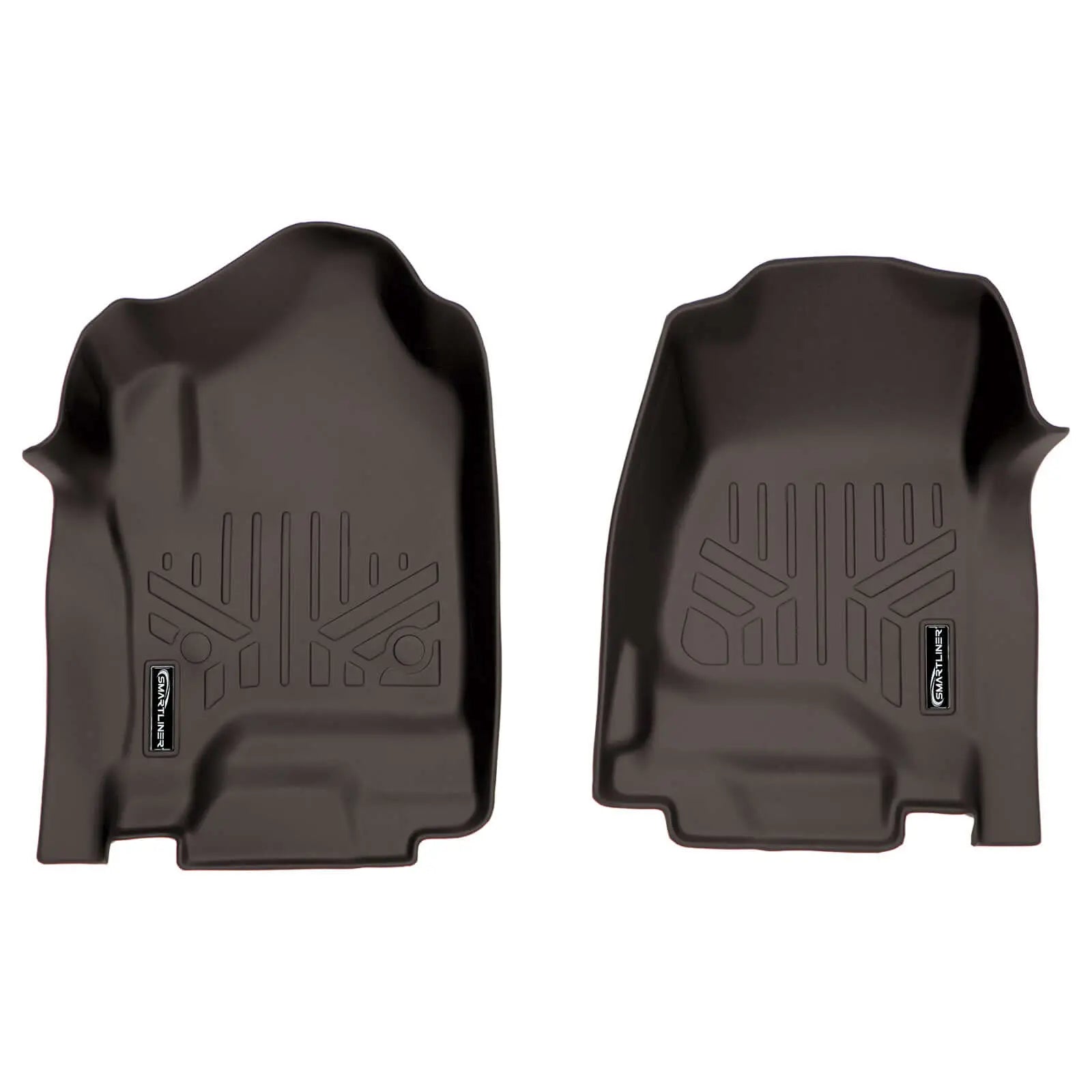 Smartliner USA floor liners for double cab Silverado and Sierra 1500, 2500, and 3500 HD truck interior mats on vehicle floor.