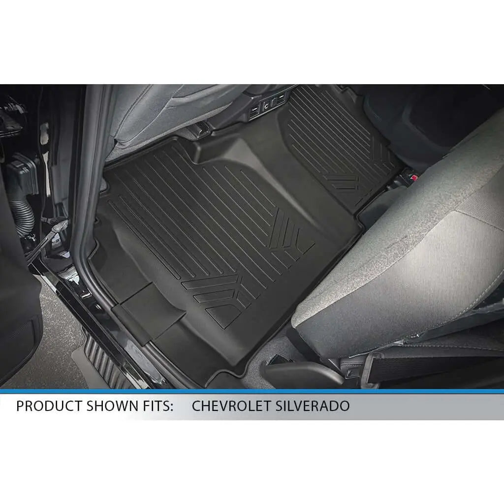 Smart Trim™ floor liners for 2019-2026 Chevy Silverado 1500 Double Cab, carpet, 1st row bench, no 2nd row storage, by Smartliner USA