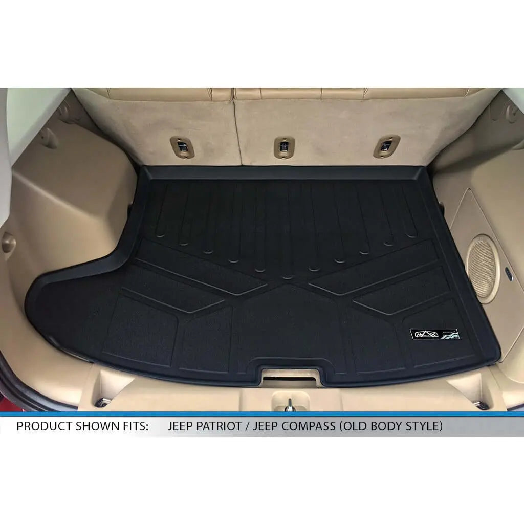 Smartliner USA floor liners for 2017 Jeep Patriot with dual driver side hooks, designed for all-weather protection.