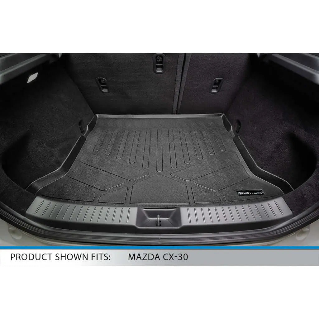 Smartliner USA floor liners for 2020-2026 Mazda CX-30 FWD, custom-fit black rubber mats with textured surface.