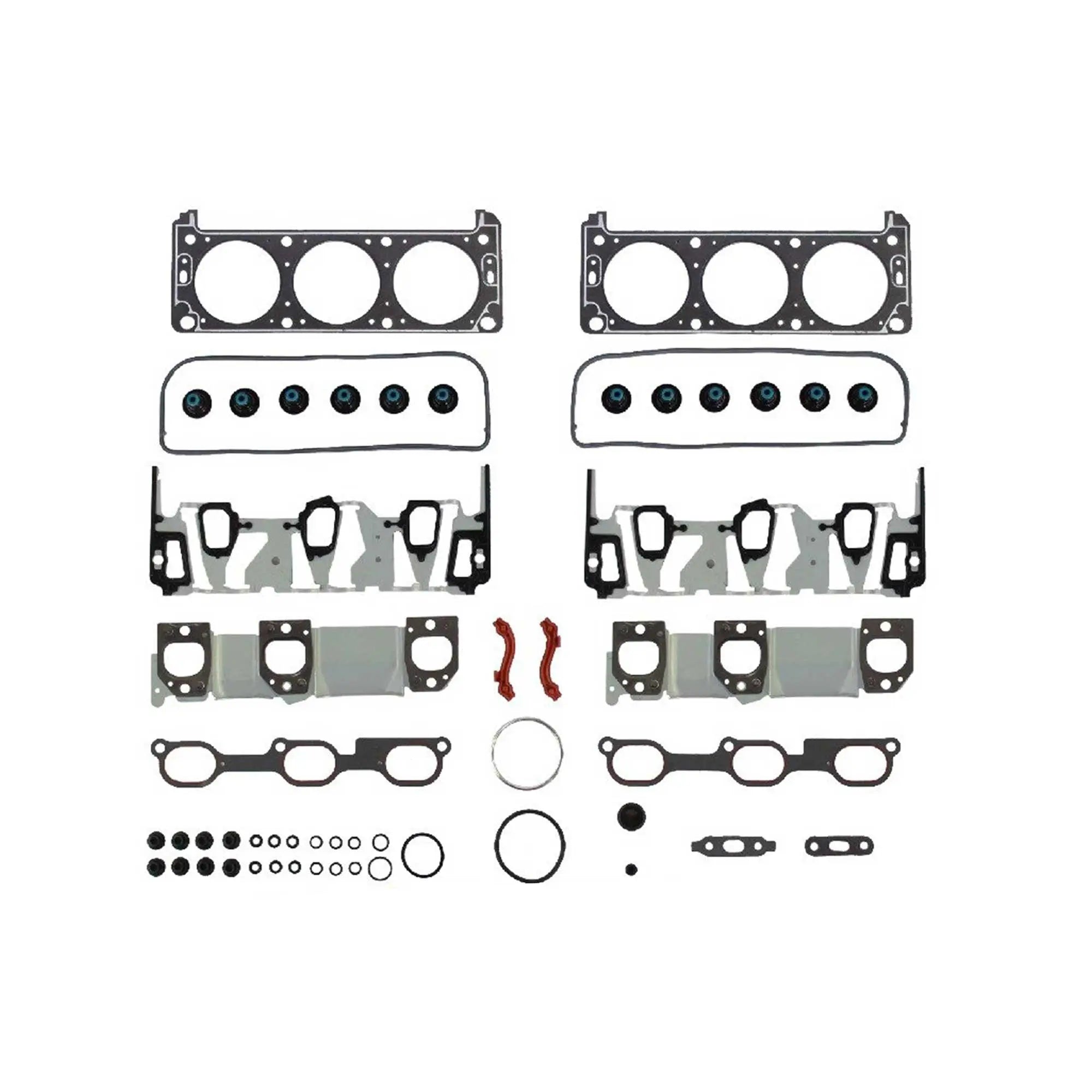 Partsology full gasket set for 2005-2006 Buick, Chevrolet, Pontiac 3.5L engine, showing the gaskets and seals laid out.