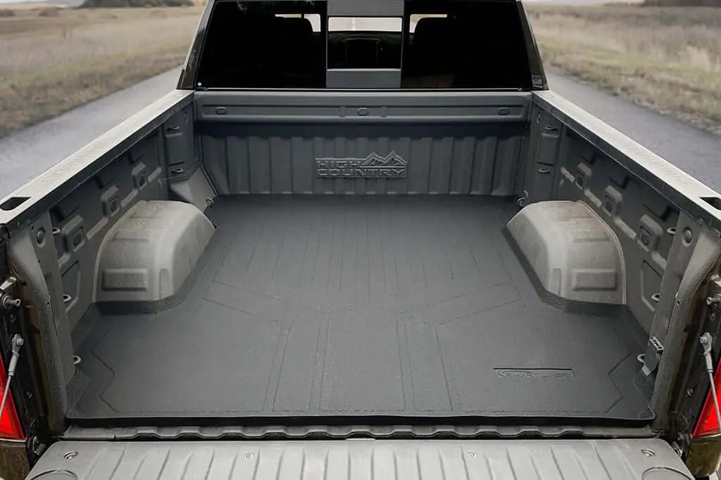 SmartCoverage™ floor liners for 2019-2026 Chevy Silverado 1500 Crew Cab, front row, black carpet, no second-row storage.