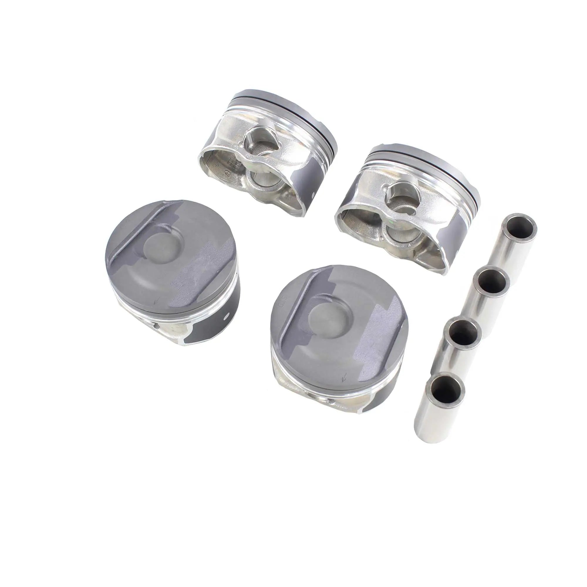 Partsology 2.0L piston set for 2013-2020 Buick, Cadillac, Chevrolet, GMC engines, shown with pistons and rings.