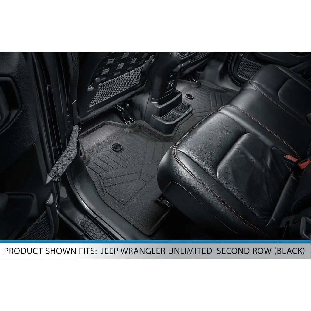 Smartliner USA floor mats for 2018-2024 Jeep Wrangler Unlimited, durable interior motor vehicle floor liners with textured surface.
