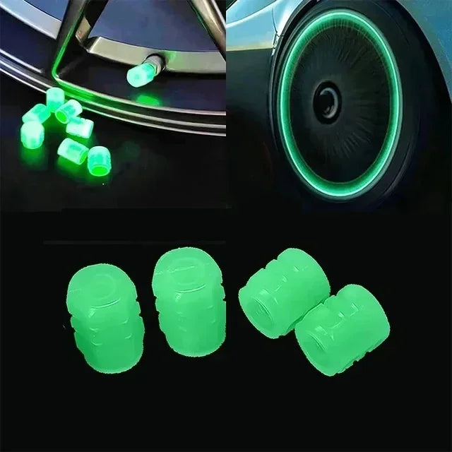 Glow-in-the-Dark Tire Valve Caps – Universal Luminous Wheel Valve Stem Covers for Car, Motorcycle & Bicycle – Dust-Proof Decorative Caps FanzyMarket