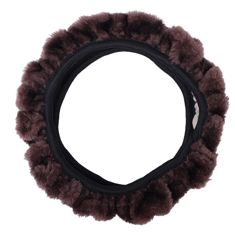 Plush Steering Wheel Cover 38 cm (15 in) Thick Winter Warm Non-Slip Soft Universal Fit for Most Cars FanzyMarket