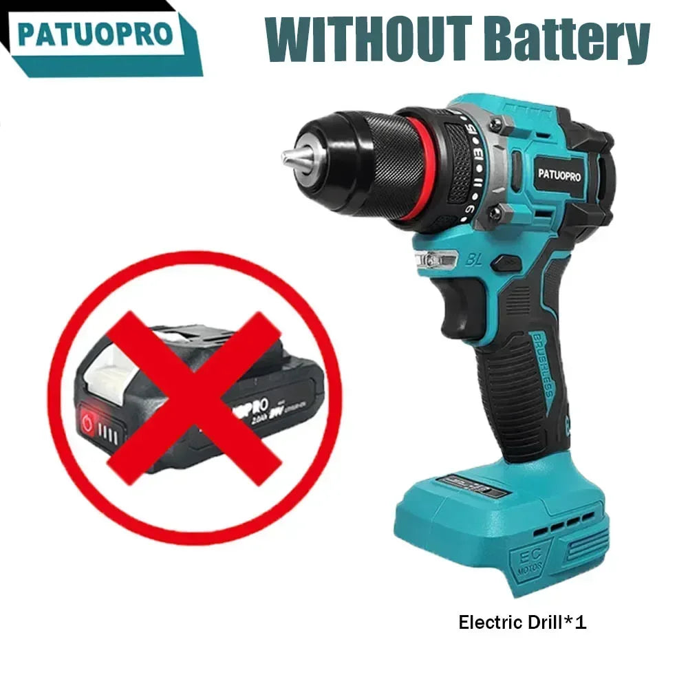 Brushless Cordless Drill 2-Speed - 3/8 in (0.8–10 mm) Keyless Chuck - 21+1 Torque - Compatible with 18V Slide Batteries (Battery Not Included) FanzyMarket
