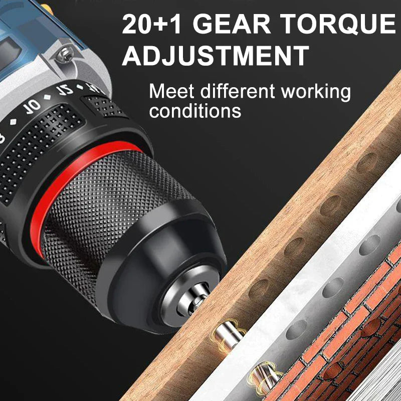 Brushless Cordless Drill 16.8V 70 N·m Torque 10mm (3/8 in) Self-Locking Chuck 20+1 Torque Settings 2-Speed Electric Screwdriver for DIY & Woodworking FanzyMarket
