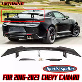 Carbon fiber look Chevy Camaro ZL1 1LE style trunk spoiler wing in bright black with ABS construction, designed for 2016-2023 models.