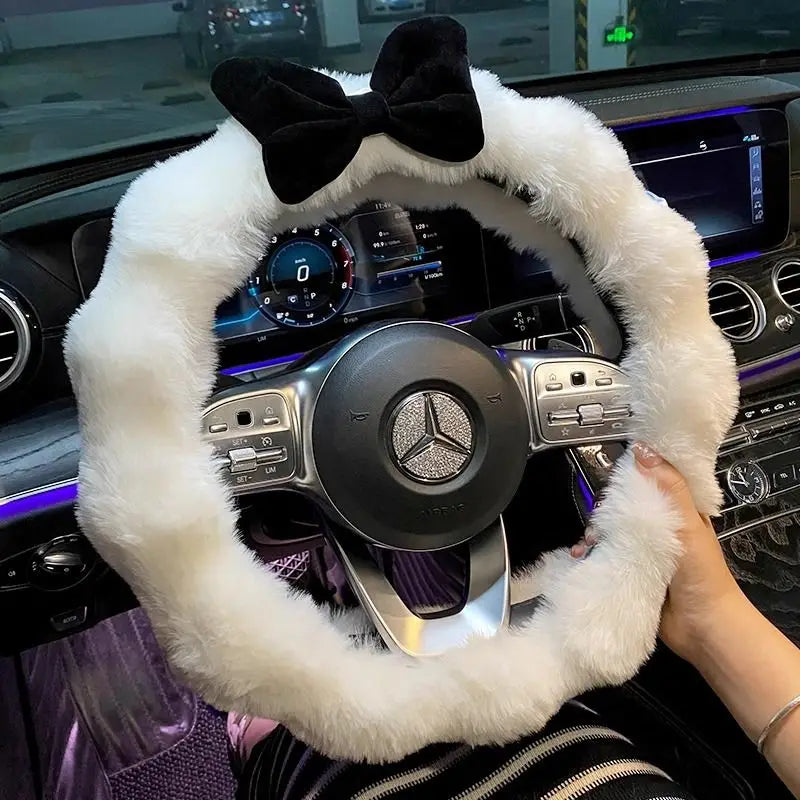 Plush Velvet Steering Wheel Cover – Soft Winter Car Handlebar Cover for Women, Cute High-End Interior Accessory FanzyMarket