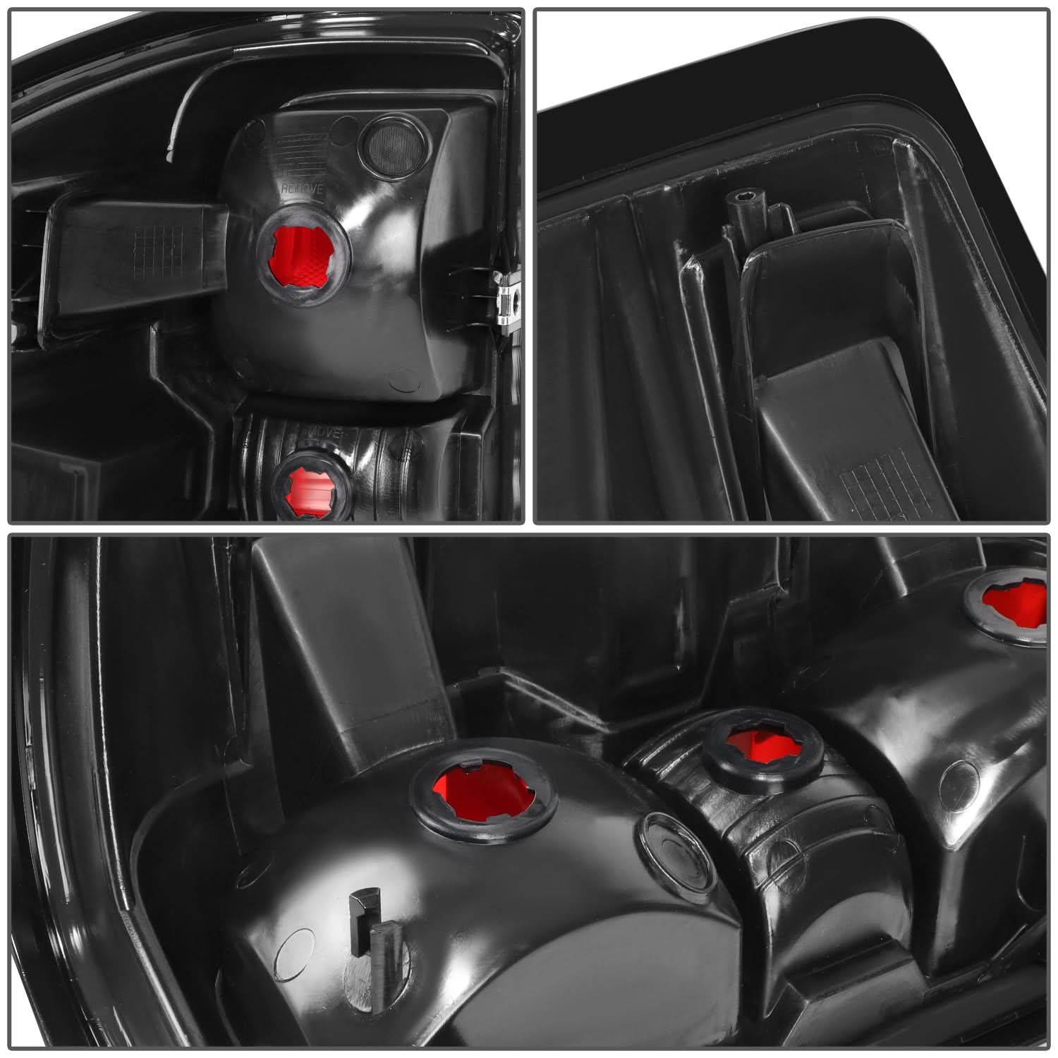 Red LED tail light for right side of 2014-2019 Chevrolet Silverado by K2 Industries, showing the illuminated red lens.