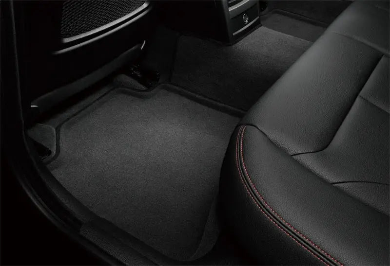Black 3D MAXpider floor mats for Chevrolet Traverse 2010-2017, featuring elegant design for 2nd and 3rd-row bucket seats.