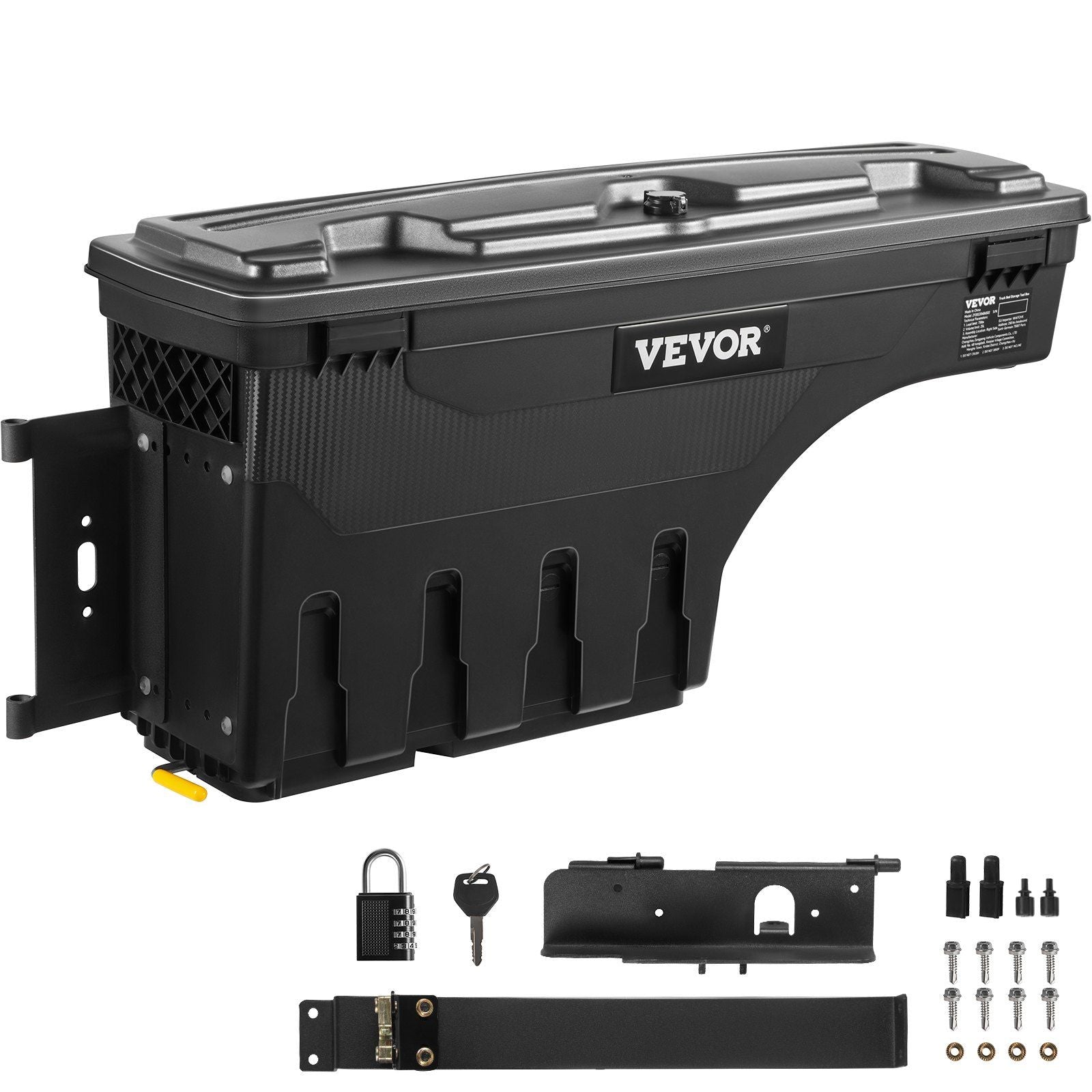 VYSN lockable waterproof truck bed storage box with black ABS, fits Tundra 2007-2021, driver side, 6.6 gal tool storage in wheel well area