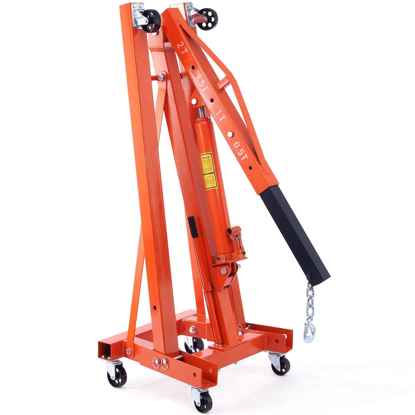 VYSN 2-ton hydraulic engine hoist with lever, foldable cherry picker and shop crane for auto repair and heavy engine lifting