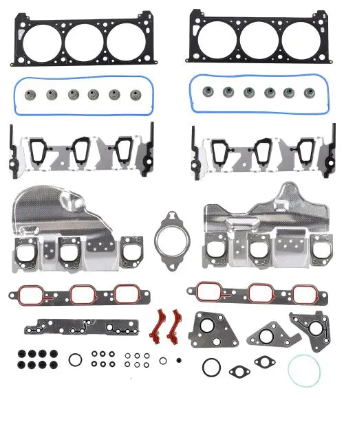 Partsology full gasket set for 2006-2011 Buick, Chevrolet, Pontiac, Saturn 3.5L-3.9L engine, showing various gaskets on a clean surface.