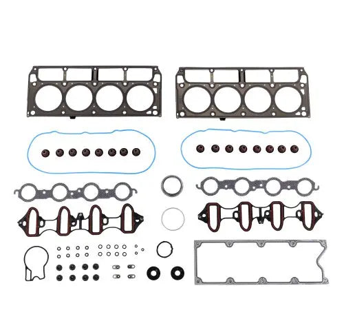 Partsology full gasket set for 2002-2008 Buick, Cadillac, Chevrolet, GMC, Isuzu 4.8L-5.3L engine, showing various gaskets laid out.