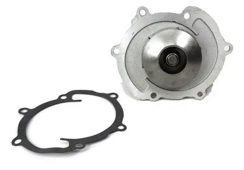 Partsology Chevy Traverse 3.6L water pump, automotive part for 2015 model, with visible metal housing and inlet/outlet ports.