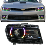Chevrolet Camaro RS/SS 2014-2015 multicolor DRL boards with RGB Halo Kits, featuring vibrant LED lighting and sleek design.
