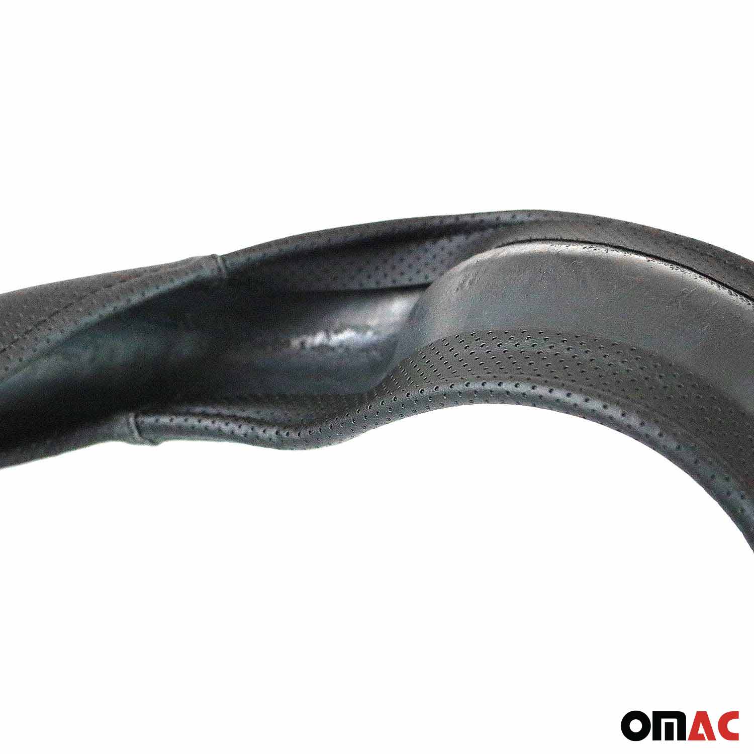 OMAC USA 14.5-15.5’’ Steering Wheel Cover Half Moon Blue Leather Anti-slip Breathable, package contents