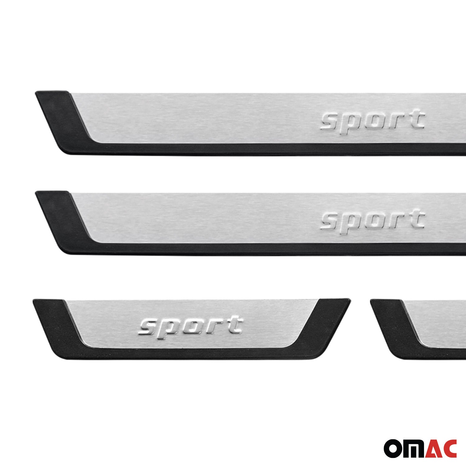 OMAC USA GMC Terrain Door Sill Scuff Plate Scratch Protector Sport Brushed Stainless Steel 4Pcs, reverse view