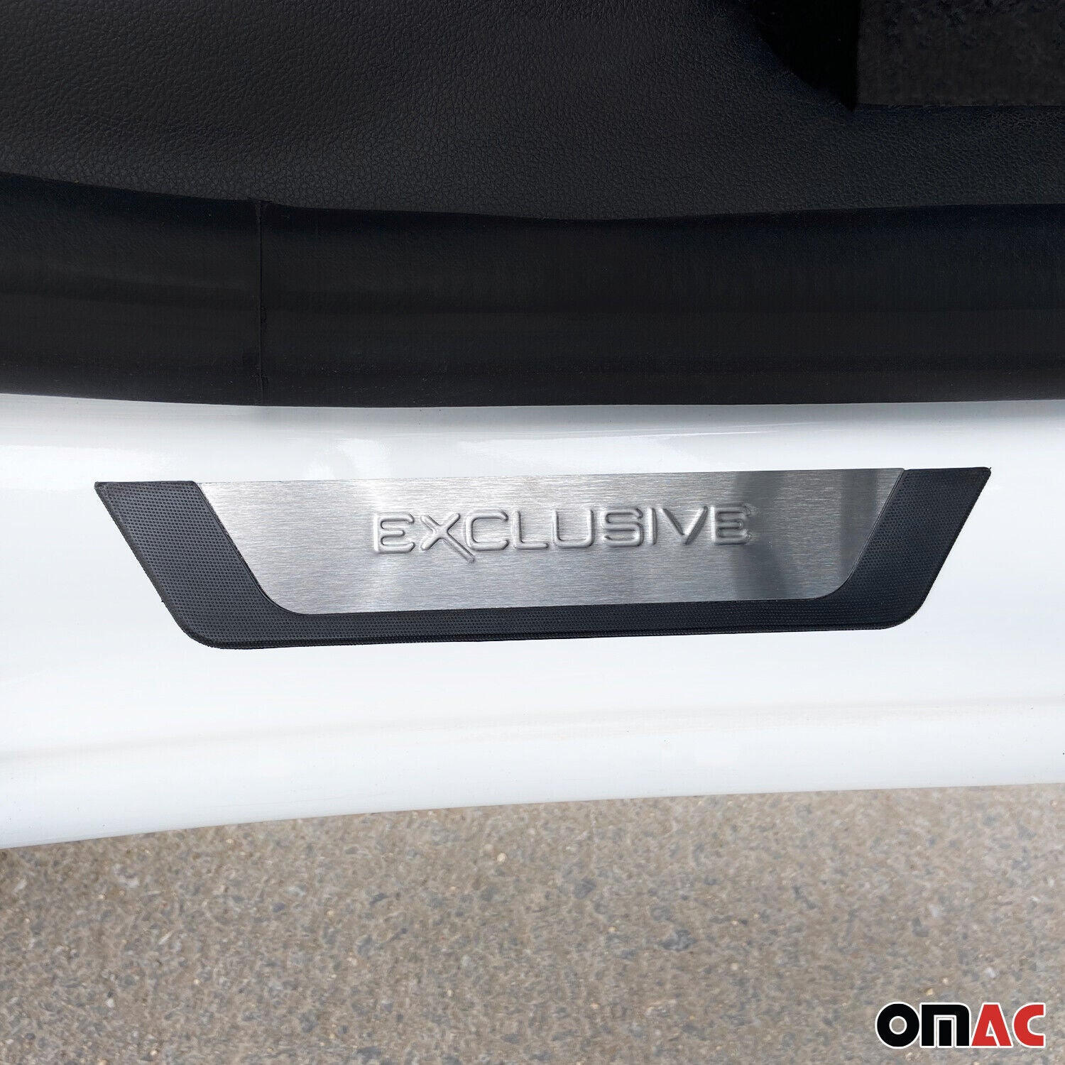 OMAC USA GMC Yukon / Yukon XL 1500 Door Sill Scuff Plate Scratch Protector Exclusive Brushed Stainless Steel, reverse view