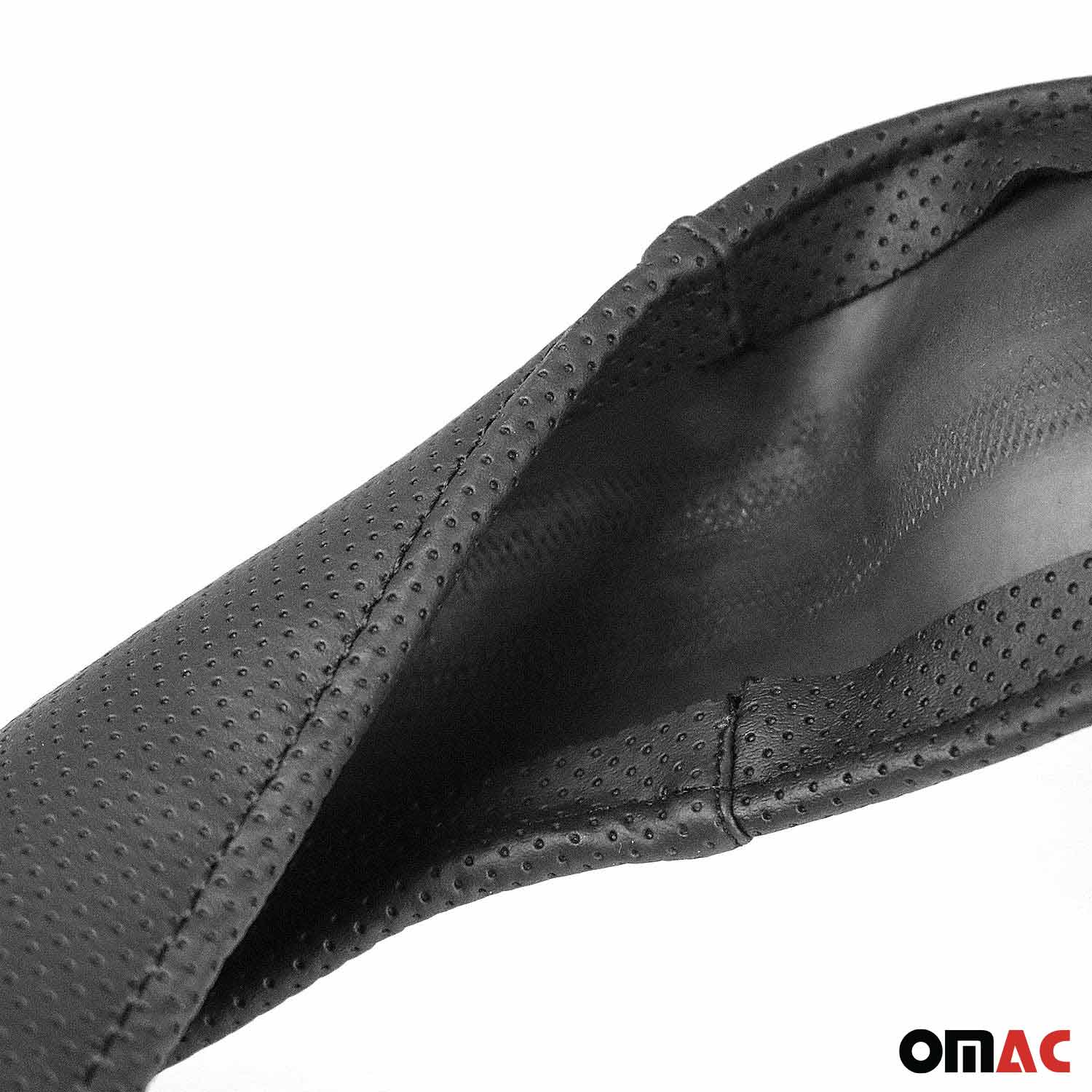 OMAC USA 14.5-15.5’’ Steering Wheel Cover Red Stitches Leather Anti-slip Breathable, package contents