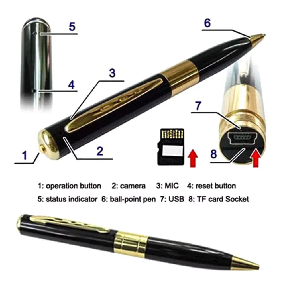 Mini pen camera by Gm Service Guy with 1080P HD video recording, hidden pocket design, audio and video recorder for security.