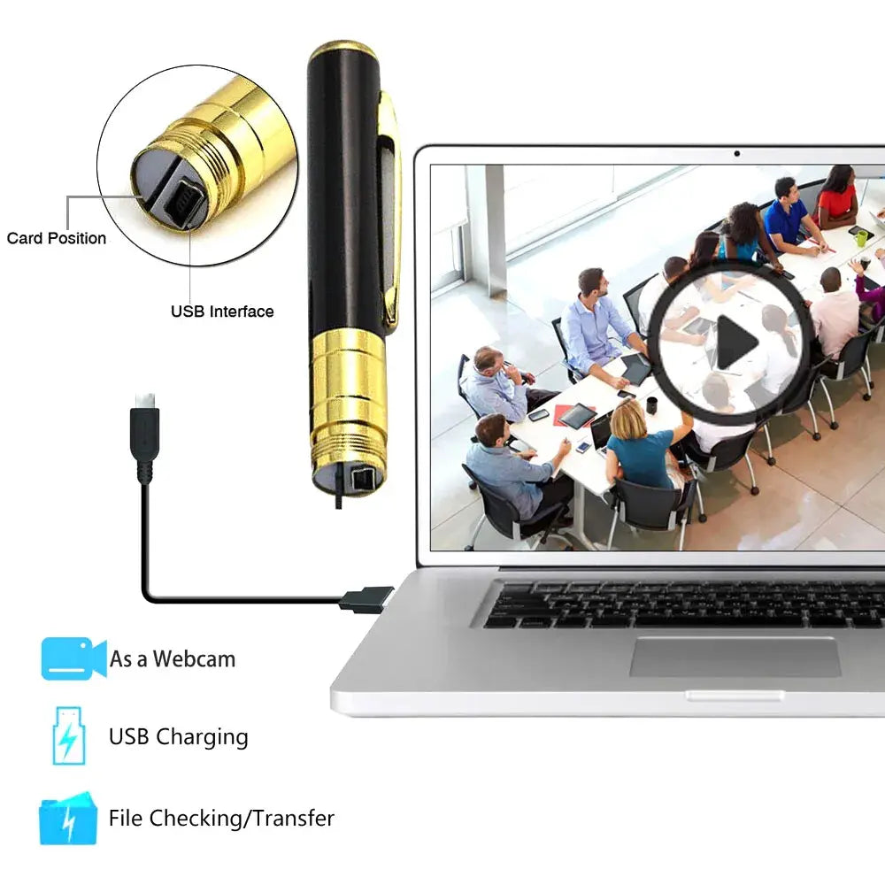 Gm Service Guy mini pen camera with 1080P HD video recording, hidden pocket design, and audio capture for security.