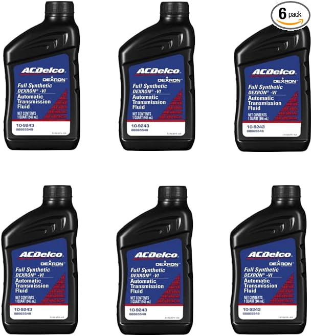 ACDelco 109243 Dexron-VI Full Synthetic Automatic Transmission Fluid 1 Quart (6 Pack) Gm Service Guy