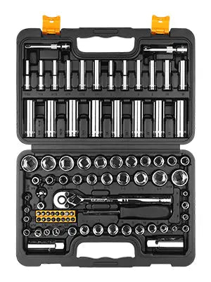 DEKO DKSE85 85-Piece 1/4" and 3/8" Drive Socket Wrench Set with Spinner Handle,Screwdriver Set,for Auto Repairing & Household Gm Service Guy