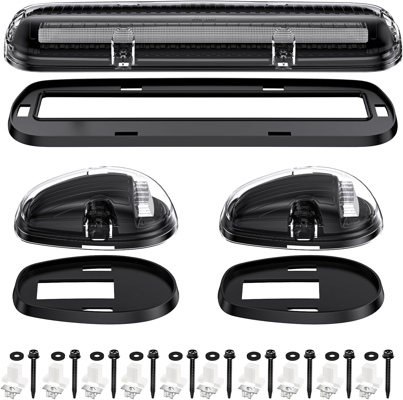 GMC Chevy HD 2000-2006 smoked white amber LED roof cab lights installed on vehicle exterior, from AutoLEDTech.com