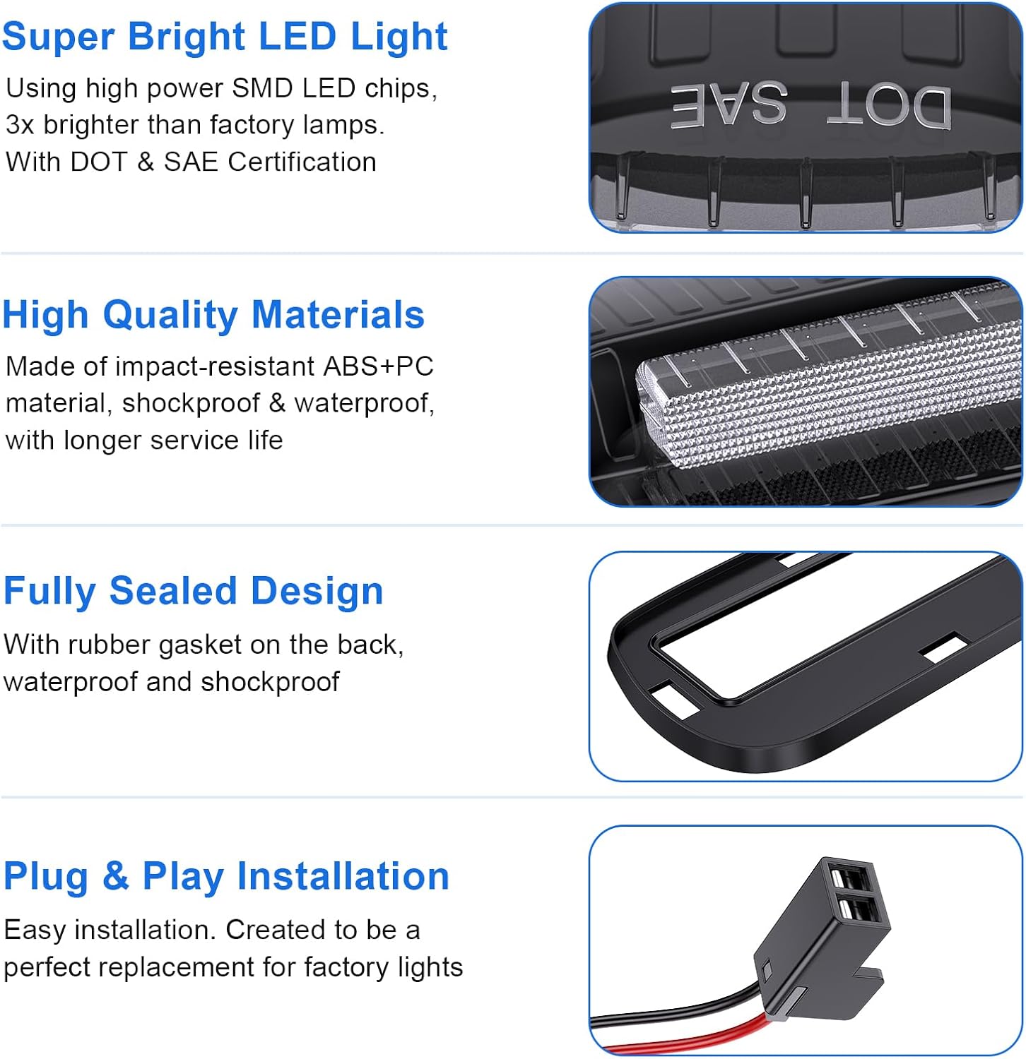 2000-2006 GMC Chevy HD smoked white and amber LED roof cab lights for interior and exterior use, designed by AutoLEDTech.com