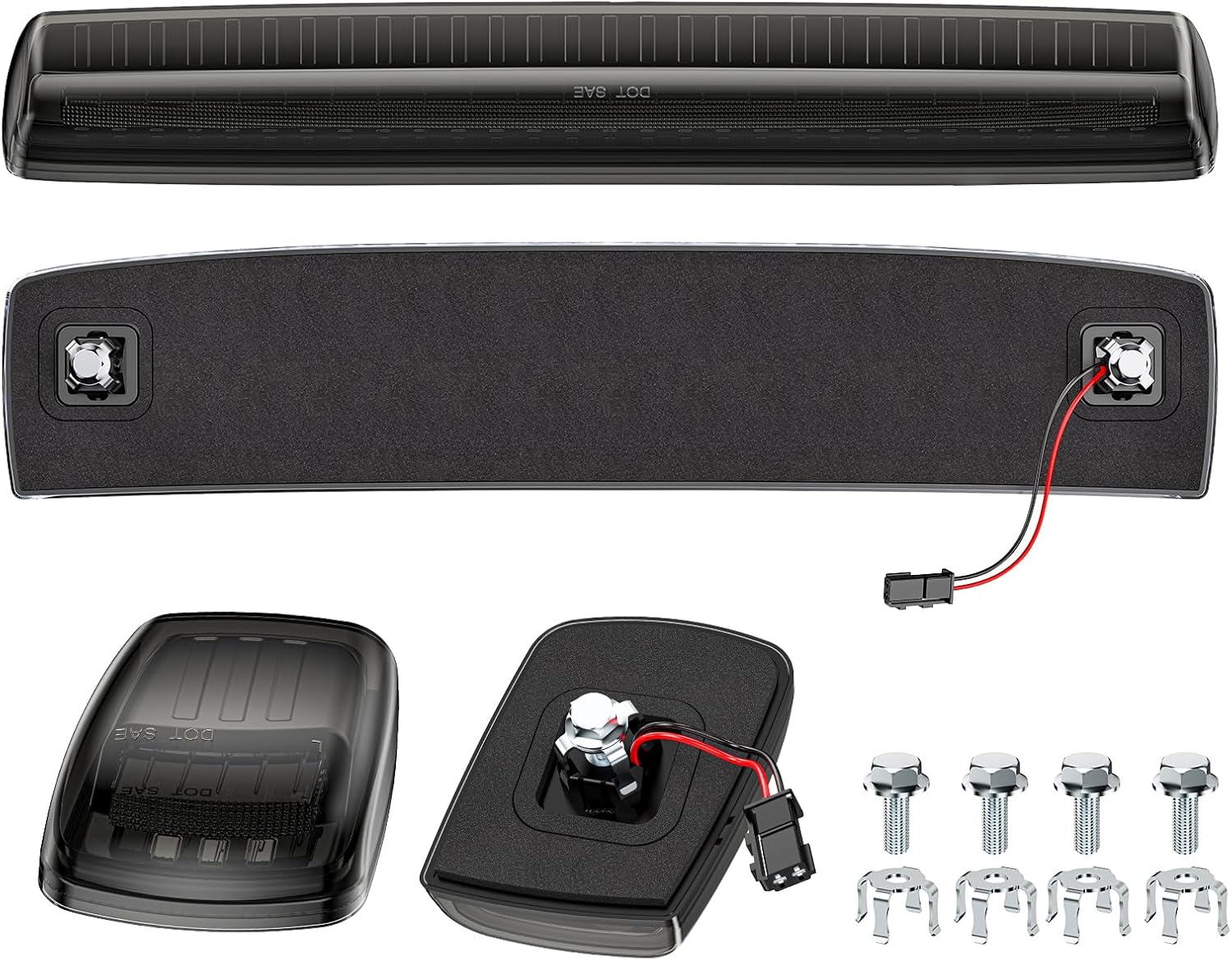 Smoked switchback LED mirror lights for 2014-2019 GMC Sierra Silverado HD, showing interior and exterior installation details.