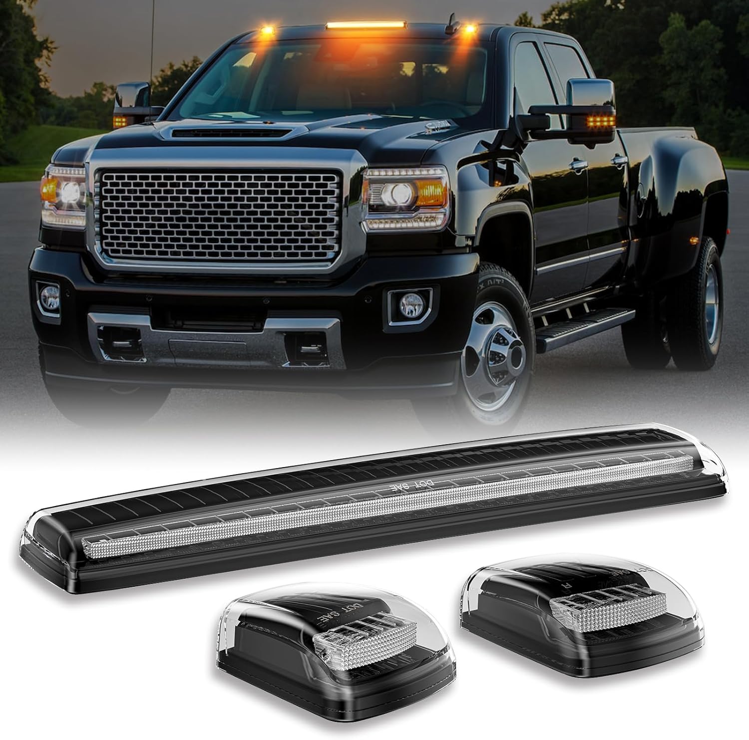 2014-2019 GMC Chevy Sierra Silverado HD smoked switchback LED mirror lights for interior and exterior use, featuring LED illumination.