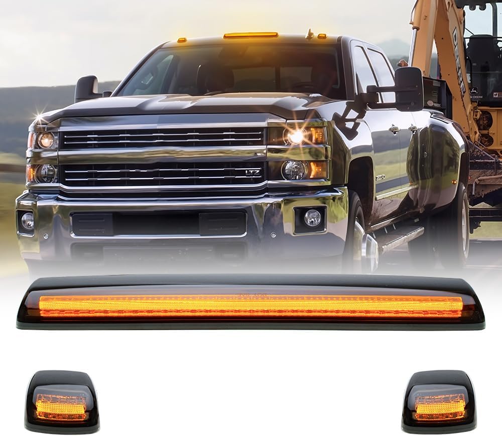 Interior and exterior smoked switchback LED mirror lights for 2014-2019 GMC Chevy Sierra Silverado HD by AutoLEDTech.com.
