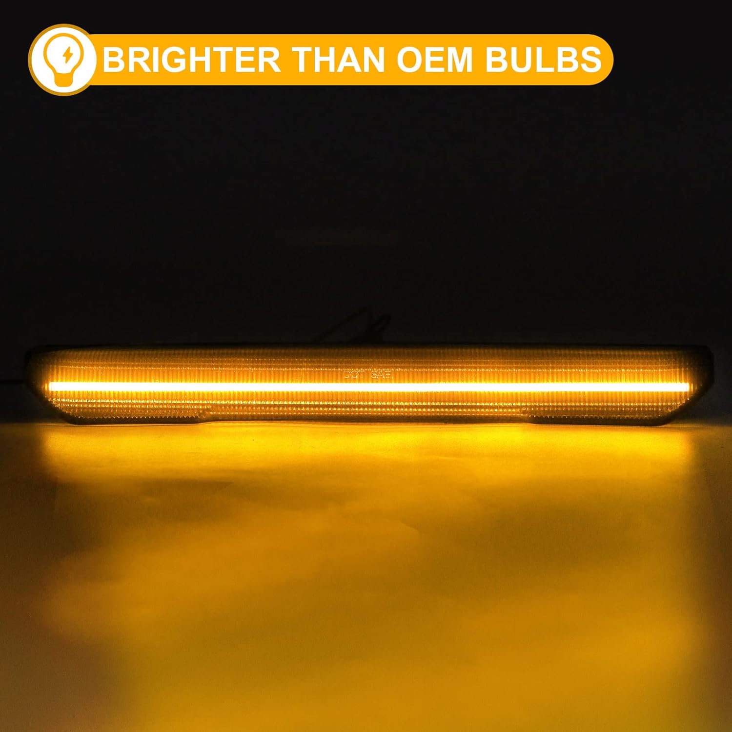 2020-2026 GMC Sierra HD 2500 smoked white amber LED side markers by AutoLEDTech.com showing textured smoked lens and amber lighting