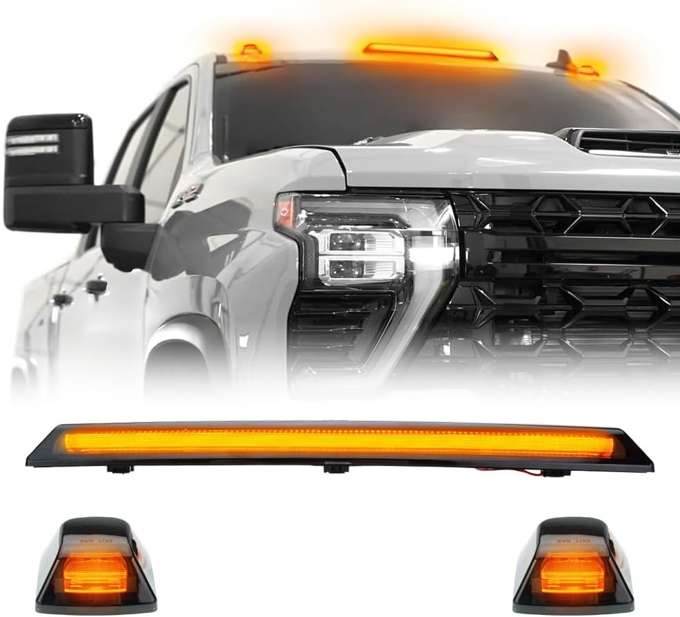 AutoLEDTech.com 2020-2026+ GMC Sierra HD 2500 Smoked White Amber SCANNING LED Side Markers, reverse view