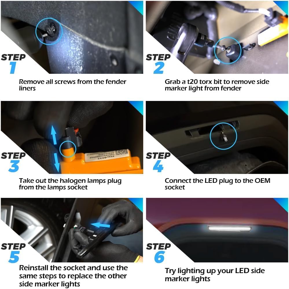AutoLEDTech.com 2020-2026+ GMC Sierra HD 2500 Smoked White Amber SCANNING LED Side Markers, additional view 2