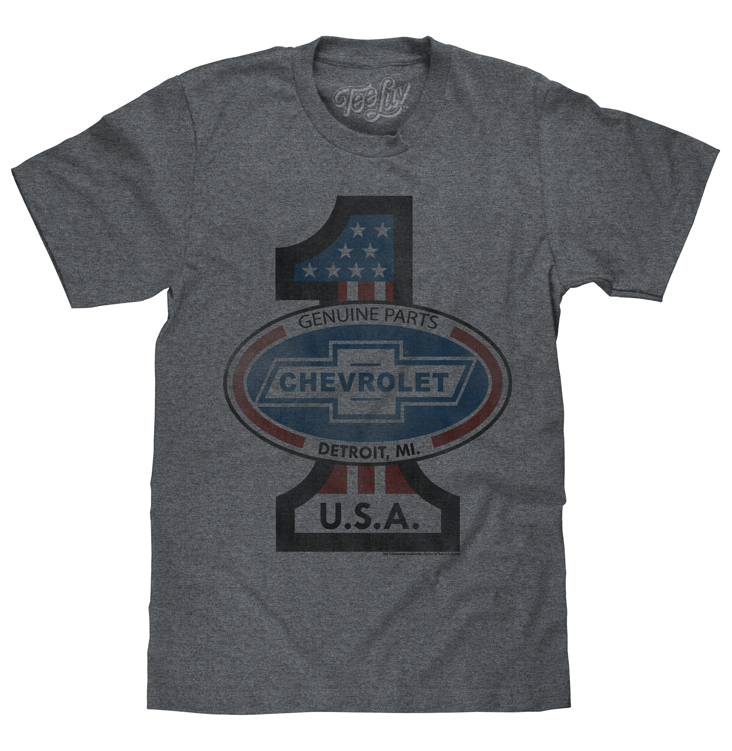 Gray Chevrolet T-Shirt for men by Tee Luv, featuring a classic Chevrolet logo design on a comfortable cotton tee.