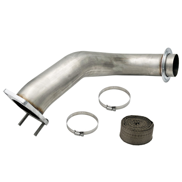 Speedzone Performance LLC SPDZ1 2017-2025 Chevy L5P Duramax diesel downpipe exhaust pipe in metallic finish.