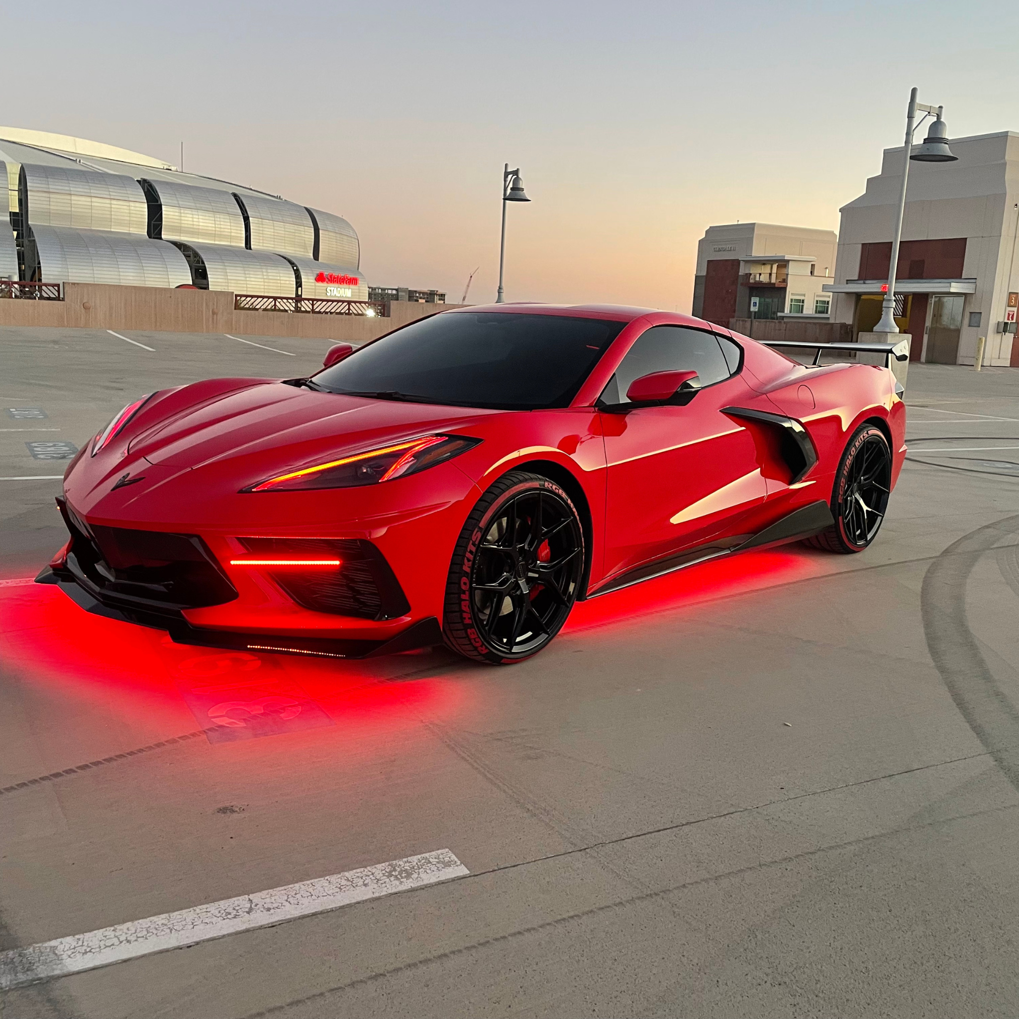 Chevrolet Corvette C8 RGBW+A DRL Boards from RGB Halo Kits, showing sleek LED daytime running light boards for 2020-2025 models.