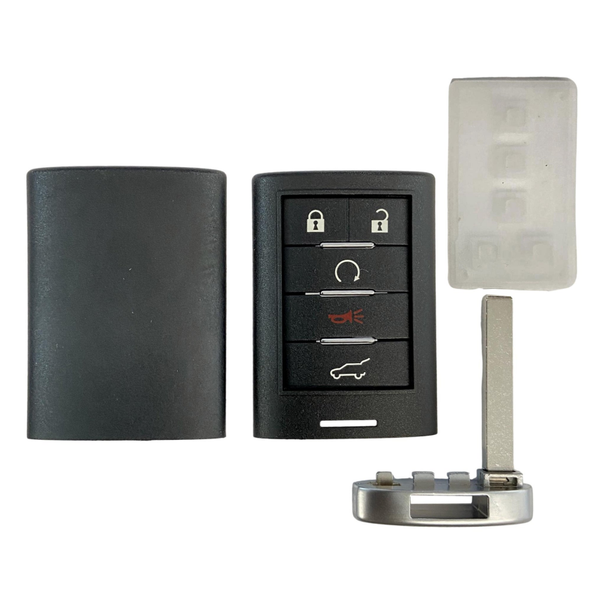 Best Key Supply Cadillac SRX 5 Button Smart Key Replacement Shell For NBG009768T | Aftermarket, close-up detail