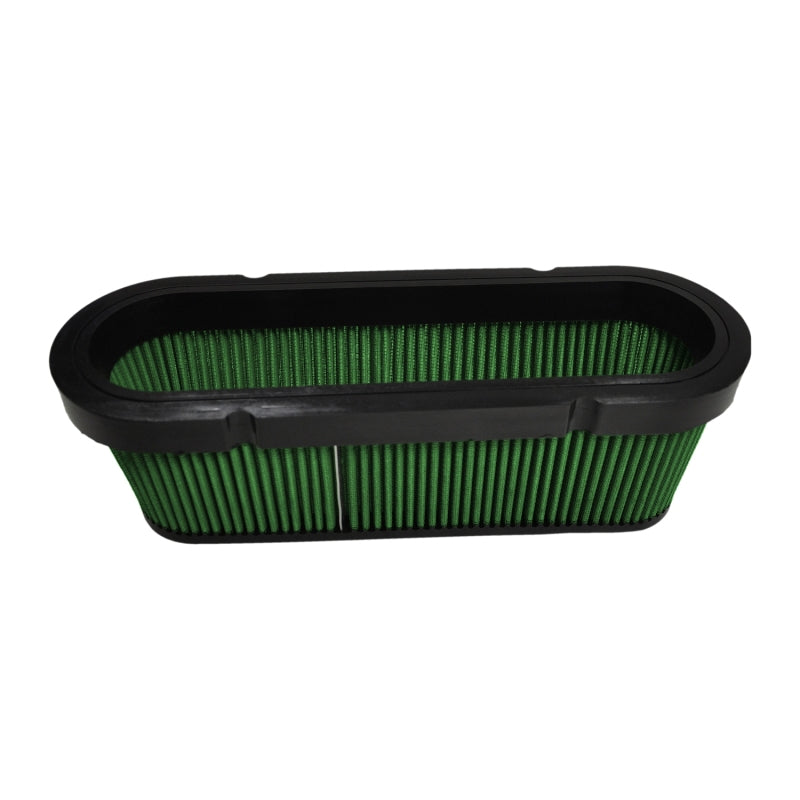 Green Speedzone Performance LLC air filter for 2008-2013 Chevy Corvette 6.2L V8, direct fit basket/canister style.